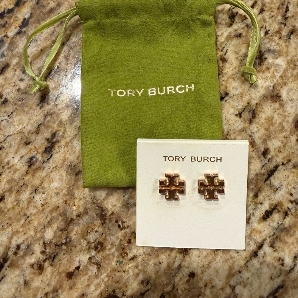 Tory Burch Gold Logo Stud Earrings